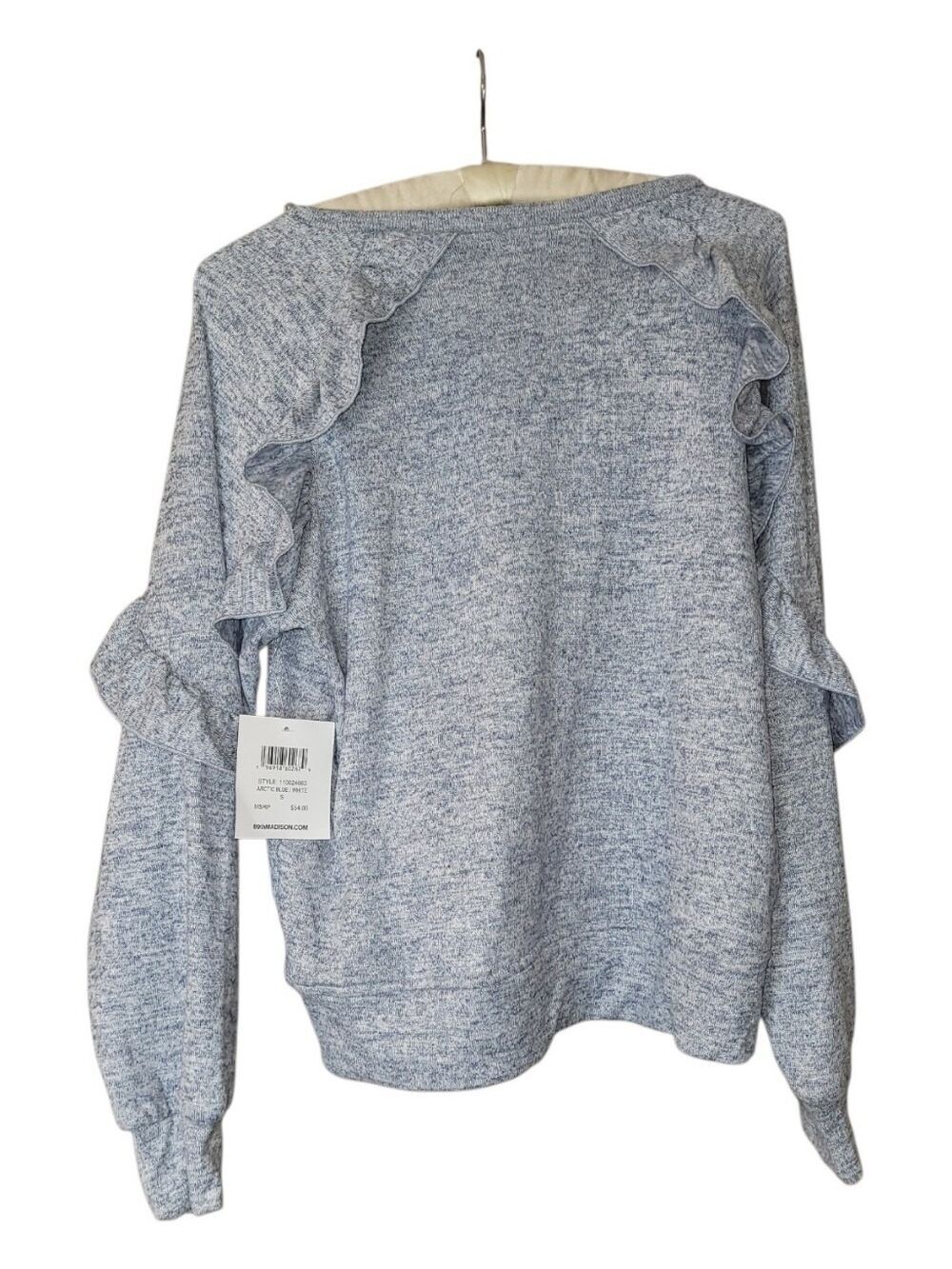 NWT 89th & Madison Gray Sweatshirt With Ruffle Cozy S - Picture 2 of 6
